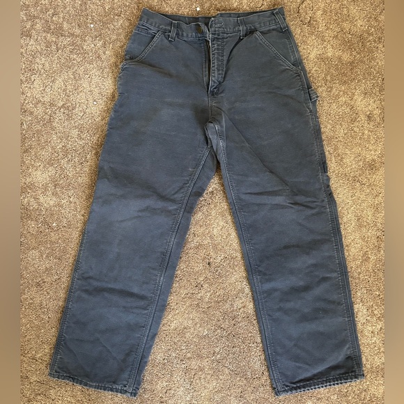Carhartt Grey Fleece Lined Work Pants - Picture 1 of 3